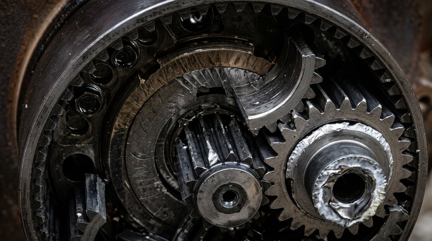 Planetary gear assembly torn down for diagnosis